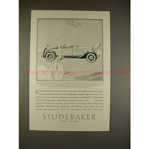 1929 Studebaker President Eight Roadster Car Ad!!