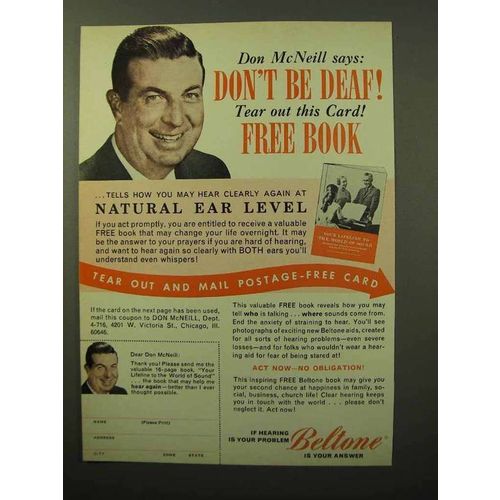 1964 Beltone Hearing Aid Ad - Don McNeill - Don't be Deaf