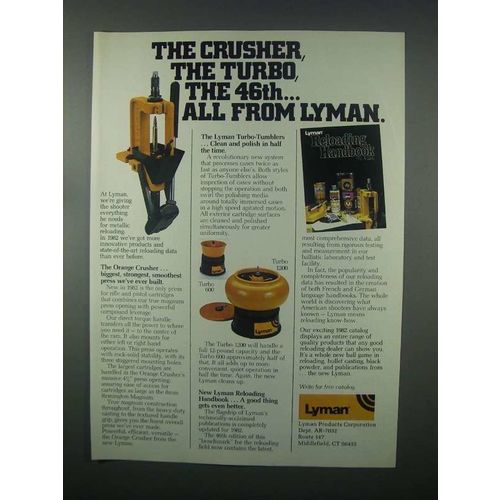 1982 Lyman Ad - Orange Crusher Press, Turbo-Tumblers