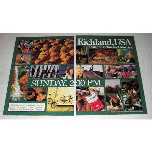 1989 Richland Cigarettes Ad - Taste the Richness