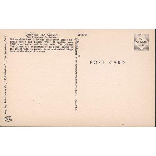 USA Postcard - Oriental Tea Garden, San Francisco, California