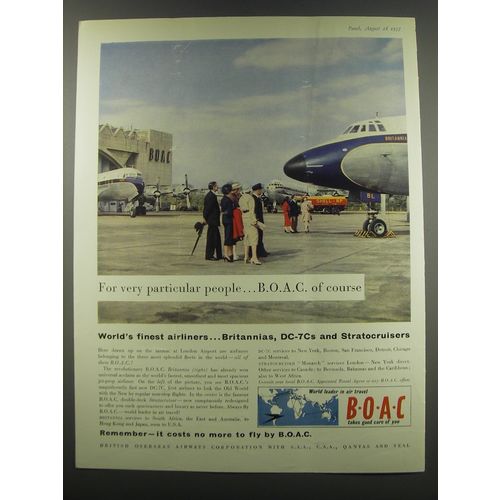 1957 BOAC Airways Ad - World's finest airlinersÉ Britannias, DC-7Cs