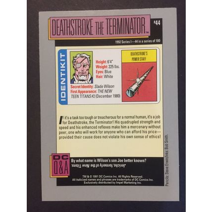 DC Cosmic Cards trading card #44-Deathstroke, excellent condition!