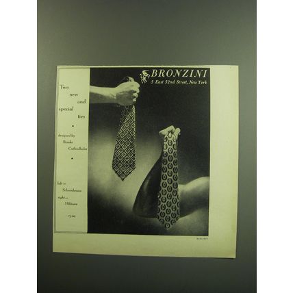 1949 Bronzini Ties Ad - Photo by John Rawlings - Two new and special Ties
