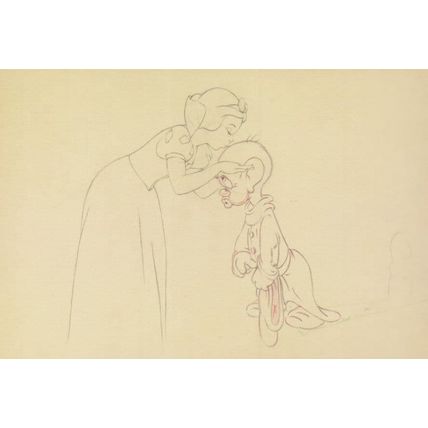 Snow White & The Seven Dwarfs Dopy Film Sketch Painting Postcard