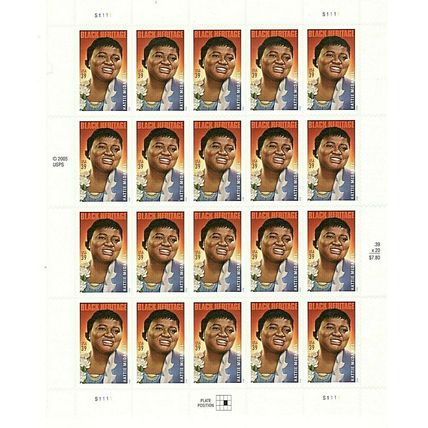 Actress Hattie McDaniel Black Heritage Sheet of Twenty 39 Cent Stamps Scott 3996