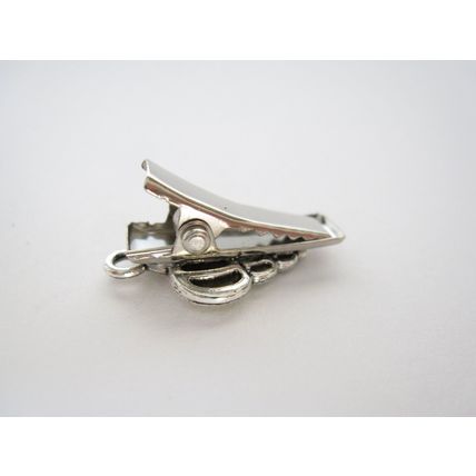 2 extra tiny small silver seashell metal alligator hair clip for fine thin hair