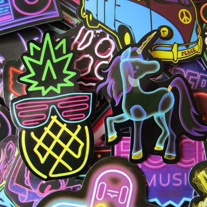 25 Neon Stickers Loose Random Selection age 16+ Fun Scrapbooking Decorate ST20