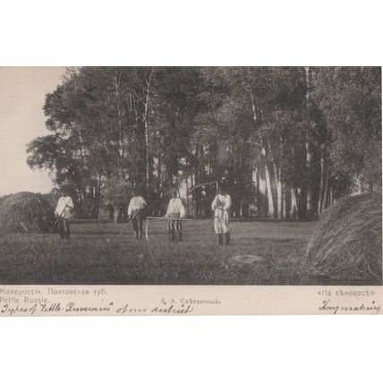 Petite Russie Little Russia Hay Making Farming Antique Postcard
