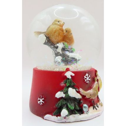 Miniature Winter Robin Snow Globe Glitter 6.5 CM Gift Christmas Holiday Red Base