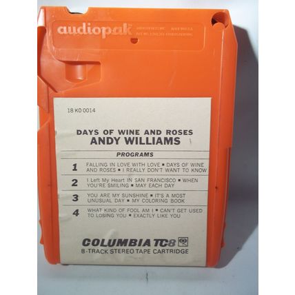 Columbia Andy Williams 'Days of Wine and Roses' 8-Track*