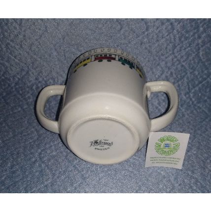 ROSTRAND SWEDEN DOUBLE HANDLED TRAIN PORCELAIN MUG TODDLERS SIPPY CUP