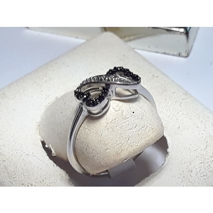Natural .10cttw Black Diamond Infinity Sterling Silver 925 S-6.75 Ring #19894