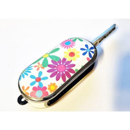Cute Floral flowers Retro Flower Car Key Cover, Fits Fiat 3 button key 500