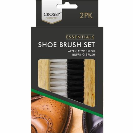 2pc Traditional Crosby Boot Shoe Brush Polish Buffing Buff Leather Clean