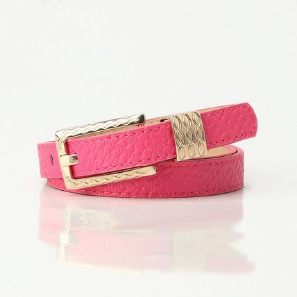 versatile women's leather thin belt vintage chic pattern decorative waist belt