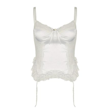 Aesthetic Lace Top Coquette Milkmaid Bow Square Collar Sexy Top