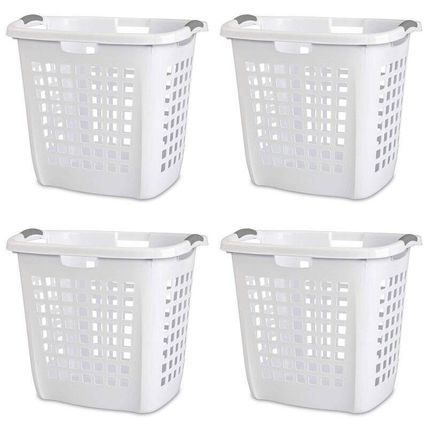 Set of 4 Heavy Duty Plastic Laundry Hamper Dirty Clothes Basket