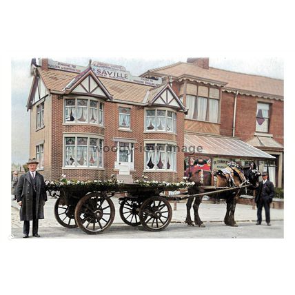 ptc4487 - Lancs. - Saville Builders & their Delivery Cart, Blackpool, print 6x4