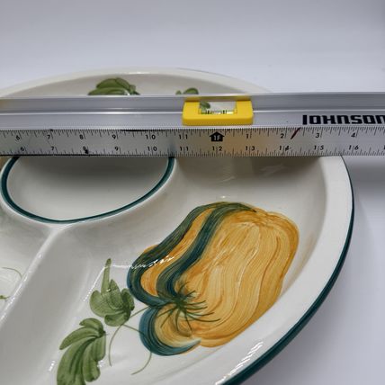 Large Bizzirri Italy Ceramic divided Serving Platter Hand Painted Pottery 16”x2