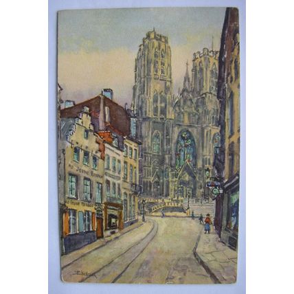 vintage postcard Brussels St Gudule Cathedral