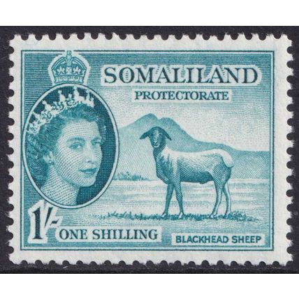 Somaliland Protectorate QEII 1953-58 1s Light Blue Sheep SG144 Mint MH