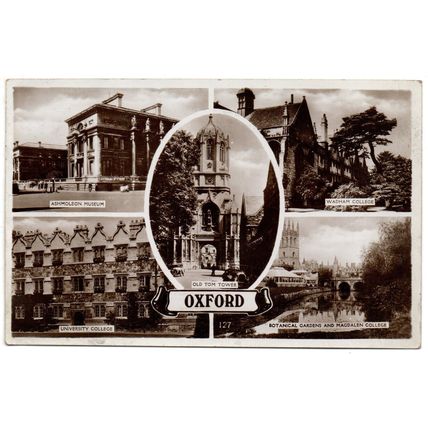 REAL PHOTOGRAPHIC MULTI-VIEW POSTCARD OF OXFORD POSTED 1944 (4249)