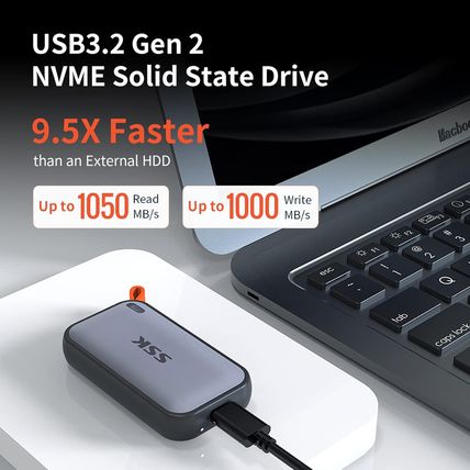 SSK Portable SSD 500GB External Solid State Drives, up to 1050Mb/S USB C SSD Ext