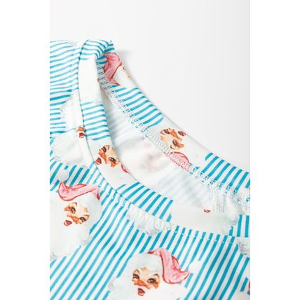 Sky Blue Santa Claus Striped Print Loose Fit Two Piece Lounge Set