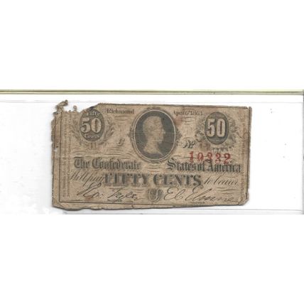 1863 Richmond Confederate 50 Cent Bill vg