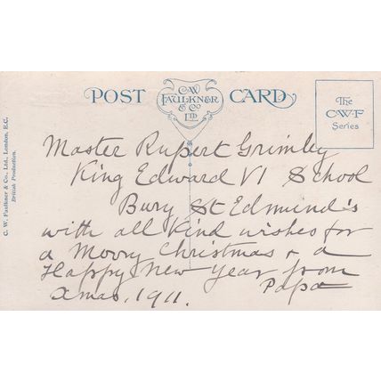 ED 208 HORSE AND HOUNDS . A MERRY CHRISTMAS . PRINTED POSTCARD