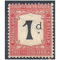 South Africa 1915 D2 1d Black & Scarlet Postage Due M/M