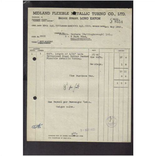 MIDLAND FLEXIBLE METALIC TUBING CO LTD, LONG EATON,NOTTINGHAM,1MA Y1952