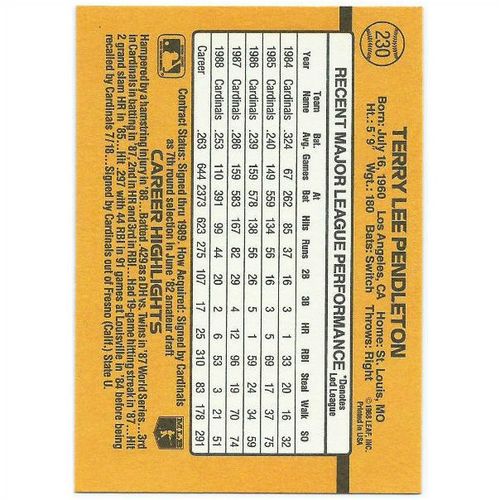 1989 Donruss - #230 - Terry Lee Pendleton