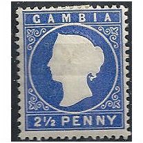 Gambia 1886 SG27 2 1/2d Deep Bright Blue Wmk Crown CA Mounted Mint . ..