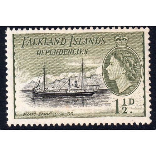 Falkland Islands Dep1954 Sg G28 SHIPS 11/2d lightly mounted mint (G26)