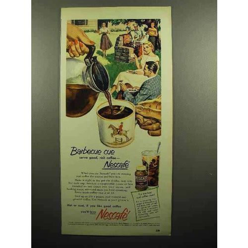 1951 Nescafe Coffee Ad - Barbecue Cue