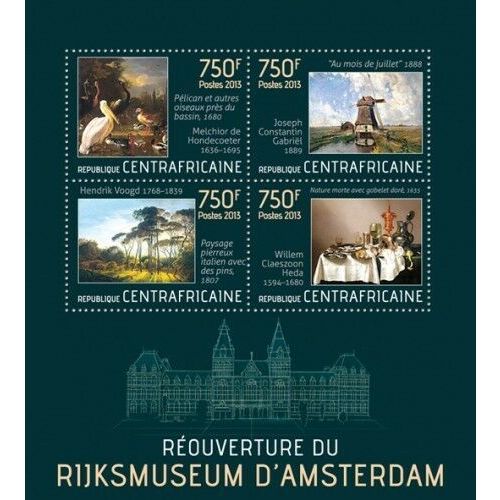 CENTRAL AFRICA 2013 SHEET MNH RIJKSMUSEUM ART PAINTINGS ARTE MUSEOS 2