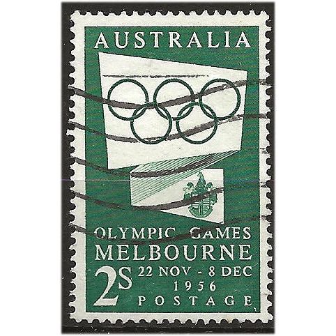 Australia 1954 SG280a 2/- Deep Bluish-Green Olympic Games Good+ Used . ..