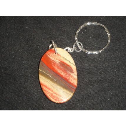 Beautiful oval banded polychrom jasper keyring bag purse charm