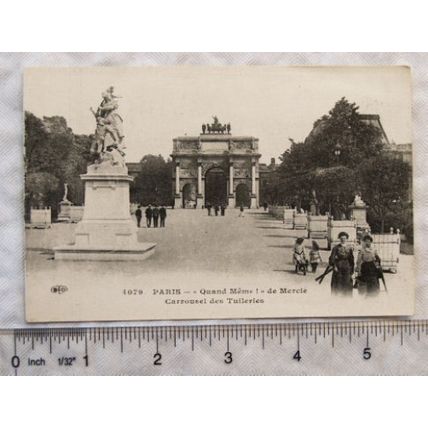 vintage postcard Paris, Quand Même De Mercié Carrousel des Tuileries