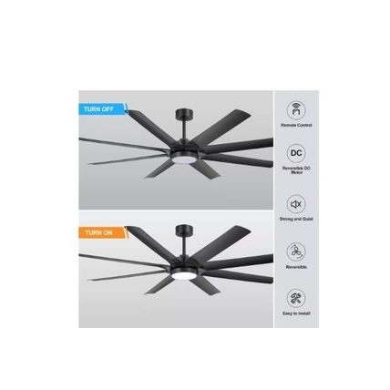 Breezary Arthur 72" Indoor Black Industrial Windmill Fan w/ Light & Remote