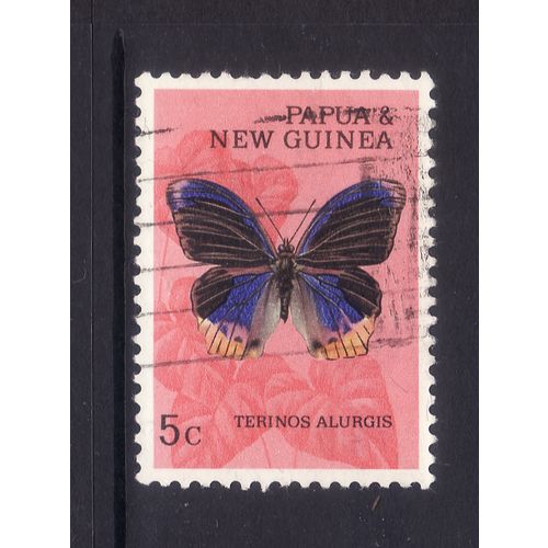 PAPUA NEW GUINEA 1966 5c TERINOS ALURGIS BURRERFLY SG 85 FINE USED#2