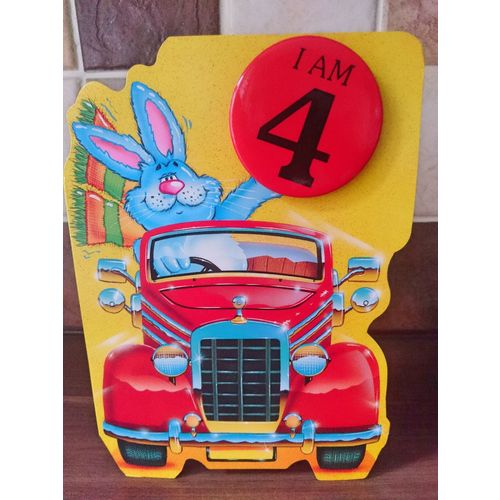 Age 4 Birthday Card with Badge (boys) - 001