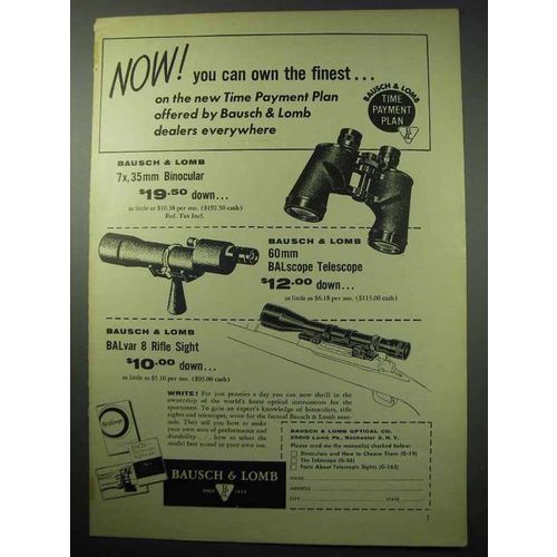1956 Bausch & Lomb Bincocular; BALscope; BALvar 8 Ad