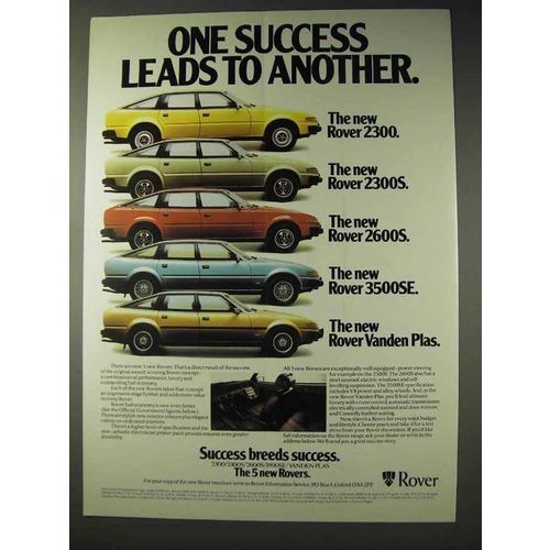 1980 Rover 2300S, 2600S, 3500SE, Vanden Plas Car Ad