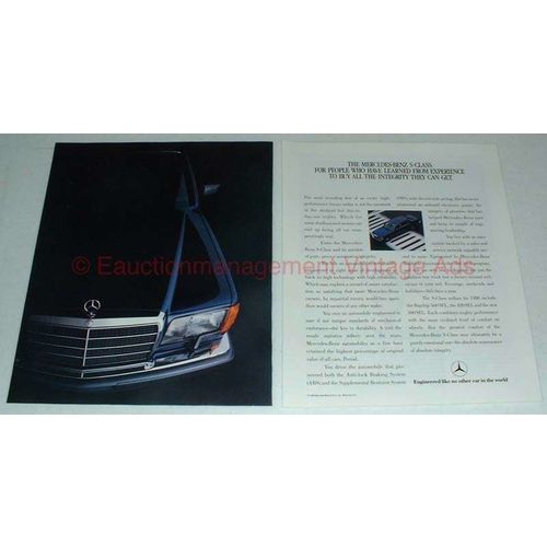 1988 2pg Mercedes-Benz S-Class Car Ad - Buy Integrity!