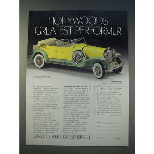 1989 Franklin Mint Ad - Gary Gooper Dusenberg J Replica