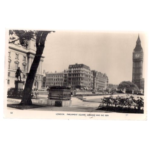 PARLIAMENT SQUARE GARDENS & BIG BEN, LONDON used postcard RP Mason's 1957 pm /