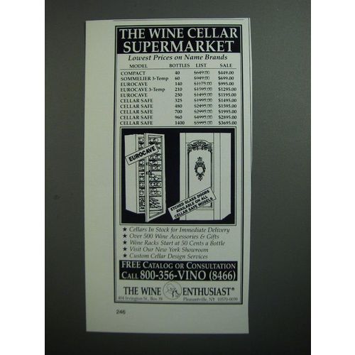 1989 The Wine Enthusiast Ad - The Wine Cellar Supermarket